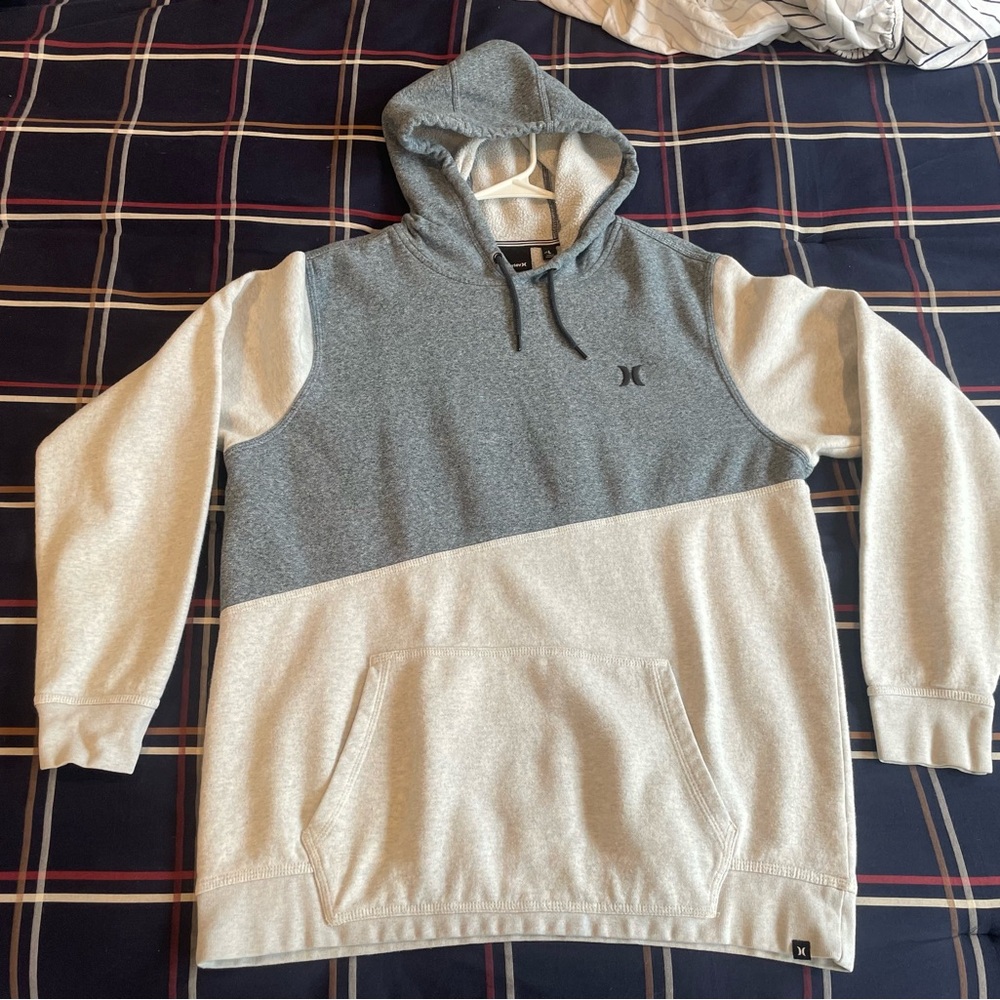 Hurley Surf Skate Snow Sweatshirt Hoodie Gray Grey Blue Men’s Large L EUC